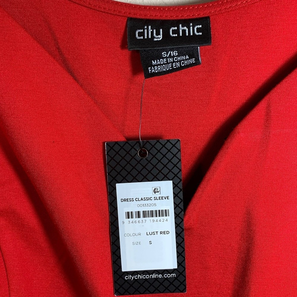 NWT City Chic Red Classic sleeve Midi dress with pockets; size 16 - Picture 6 of 12